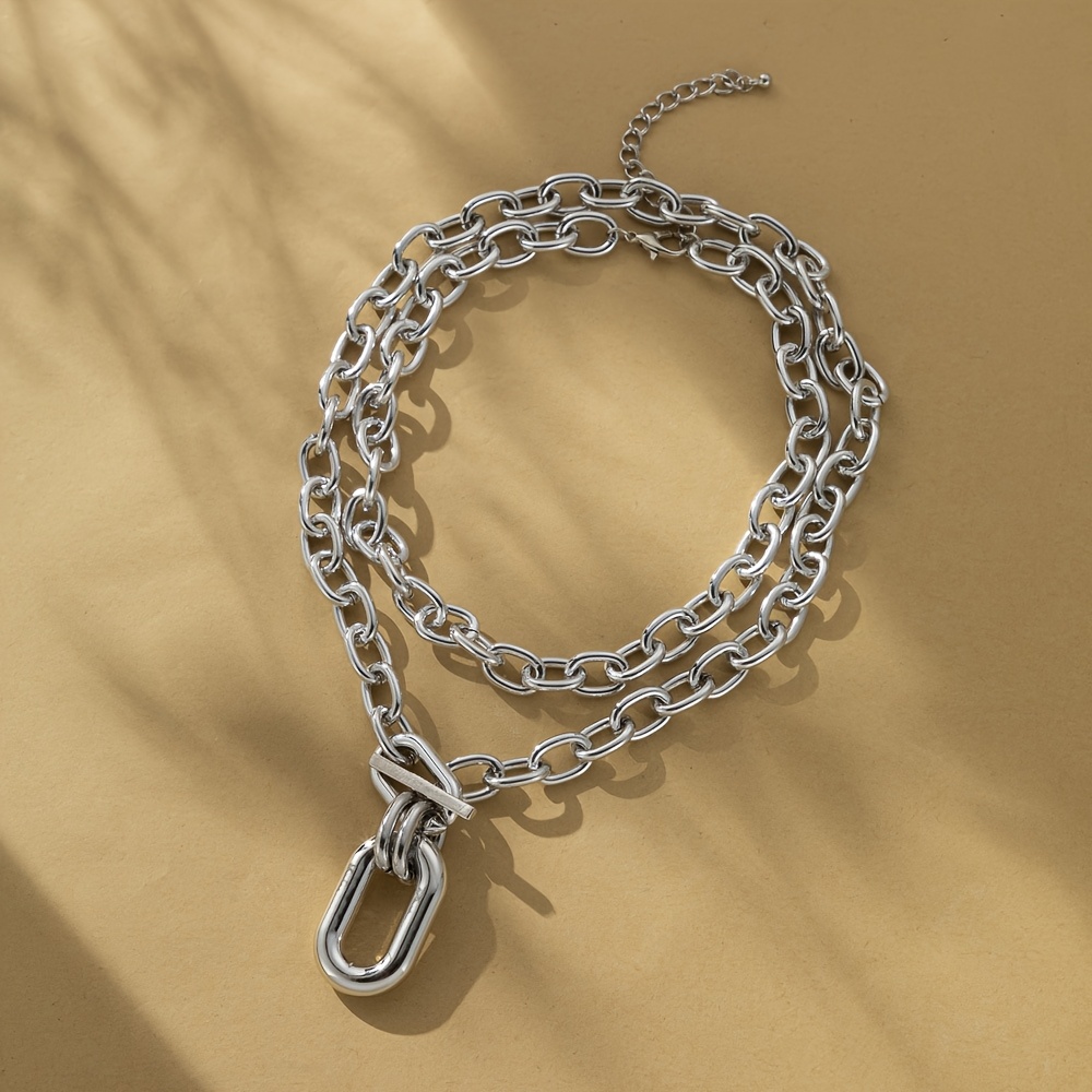 2pcs Women's Double-Layer O-Link Chain Necklace Set — Gold-Plated